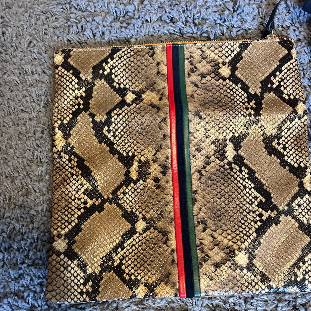 Clare V Snakeskin Fold Over Clutch